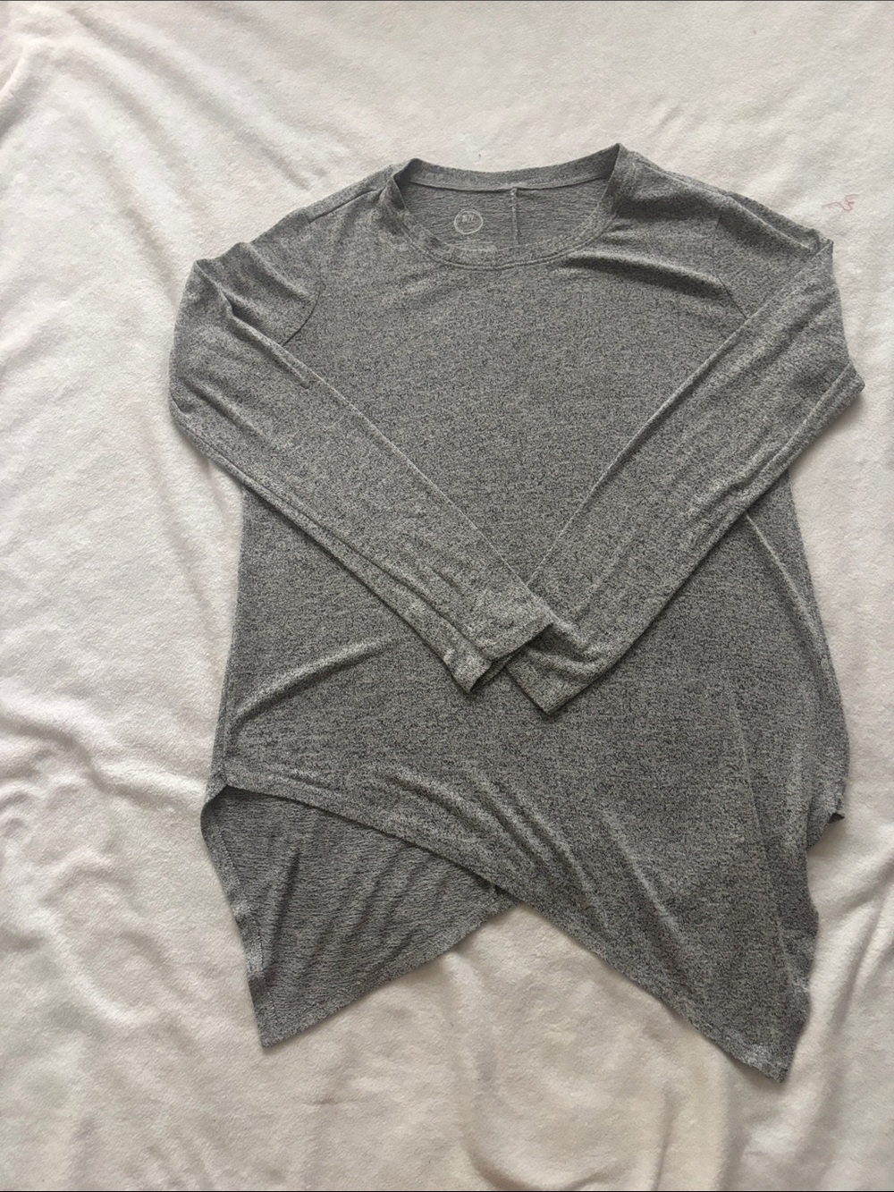 Maurices Heather Gray Long Sleeve Draped Hem Top